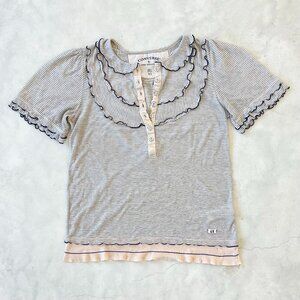 John Varvatos x Converse • Ruffle Trim Striped Top • XS